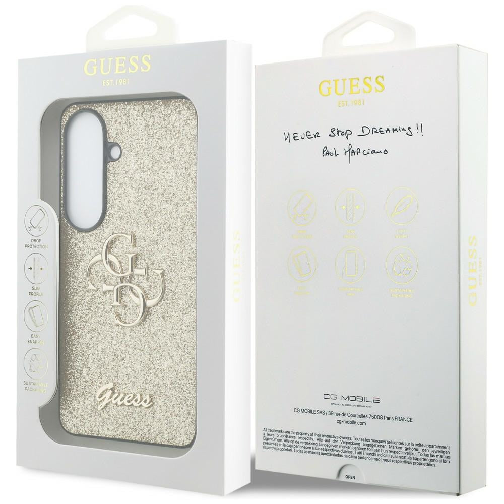 Guess GUHCS26SHG4SGD Case Fixed Glitter Big 4G Metal Logo for Samsung Galaxy S26 Gold