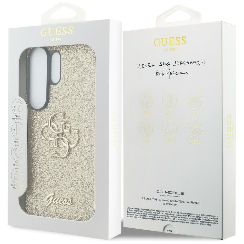 Guess GUHCS26LHG4SGD Case Fixed Glitter Big 4G Metal Logo for Samsung Galaxy S26 Ultra Gold