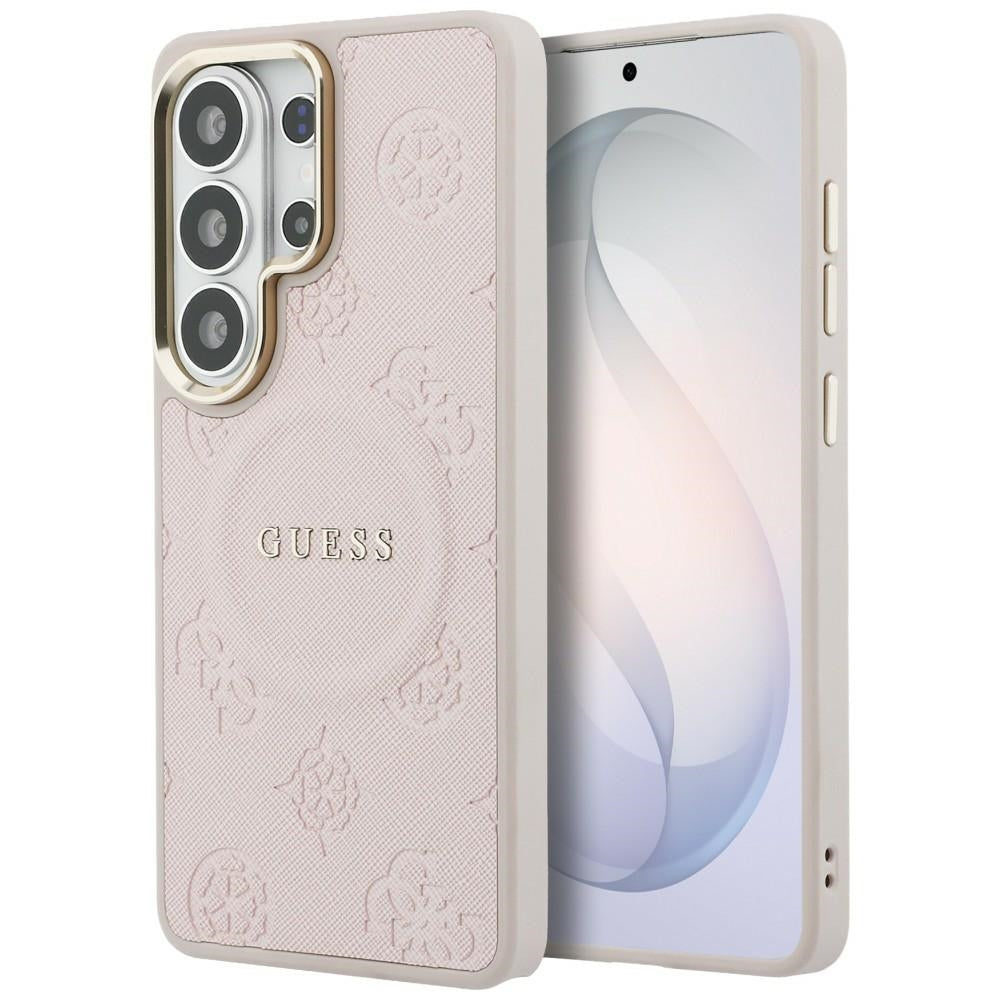 Guess GUHMS26LPSAMSECP Case Saffiano Peony Embossed Ring MagSafe for Samsung Galaxy S26 Ultra pink