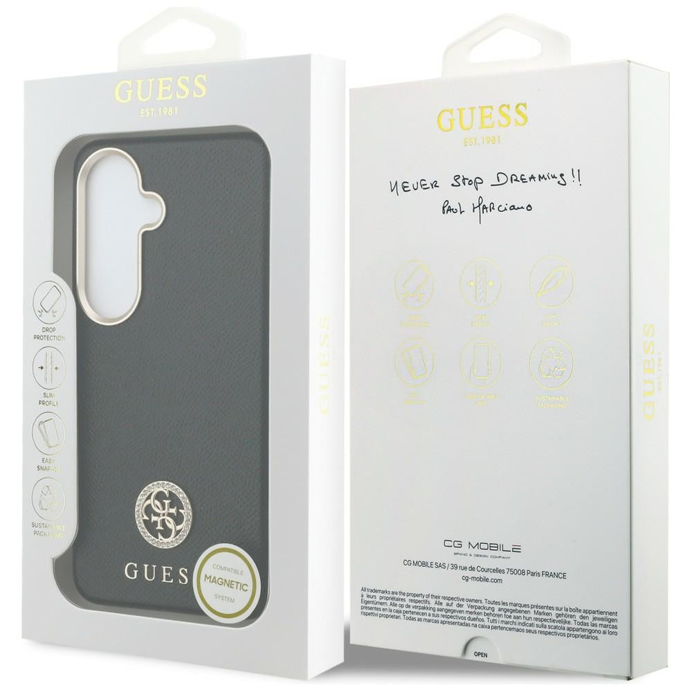 Guess GUHMS26SPGCRMDEK Case Rhinestone Round Logo MagSafe for Samsung Galaxy S26 Black