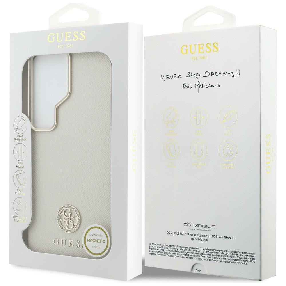 Guess GUHMS26LPGCRMDEE Rhinestone Round Logo MagSafe for Samsung Galaxy S26 Ultra beige