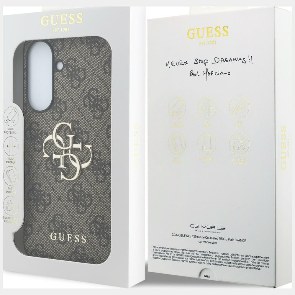 Guess GUHCSA574GMGBR Leather 4G Metal Logo for Samsung Galaxy A57 5G brown