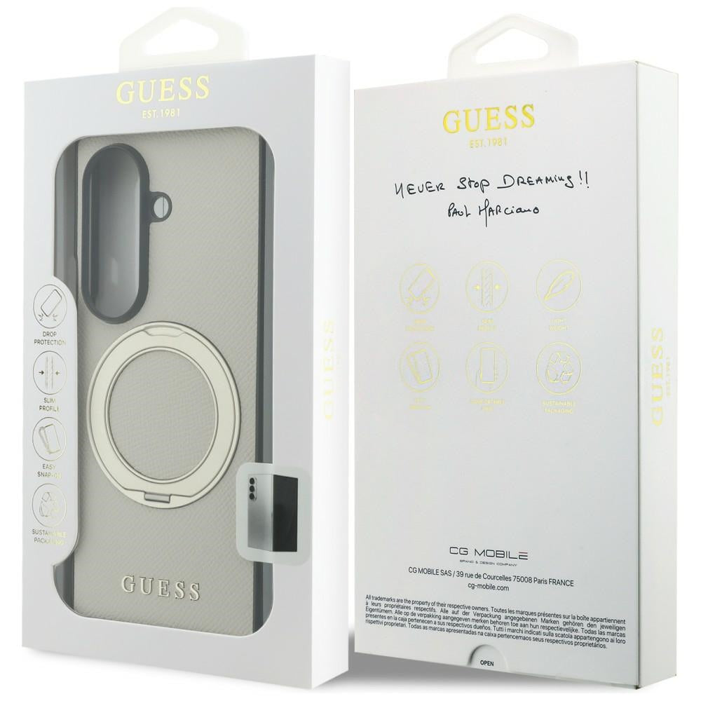 Guess Magnetic Ring Stand Grained Classic Logo MagSafe case for Samsung Galaxy Z Fold8 Ultra beige