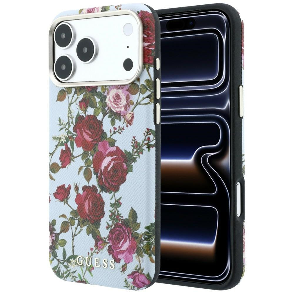 Guess GUHMP18L6PWGTBEB Blossom Roses Print MagSafe for iPhone 18 Pro / 17 Pro blue