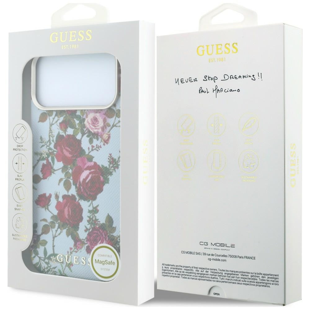 Guess GUHMP18L6PWGTBEB Blossom Roses Print MagSafe for iPhone 18 Pro / 17 Pro blue