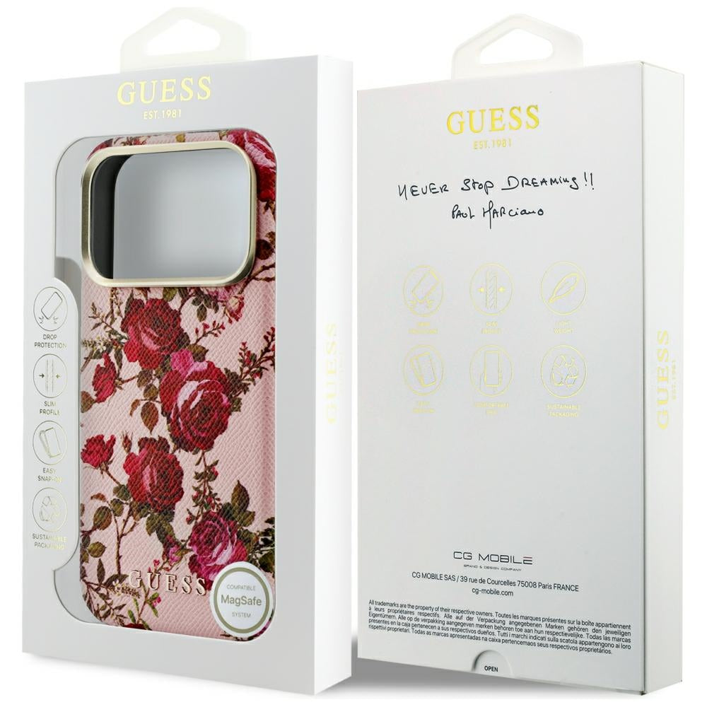 Guess GUHMP18L6PWGTBEP Blossom Roses Print MagSafe for iPhone 18 Pro / 17 Pro Pink