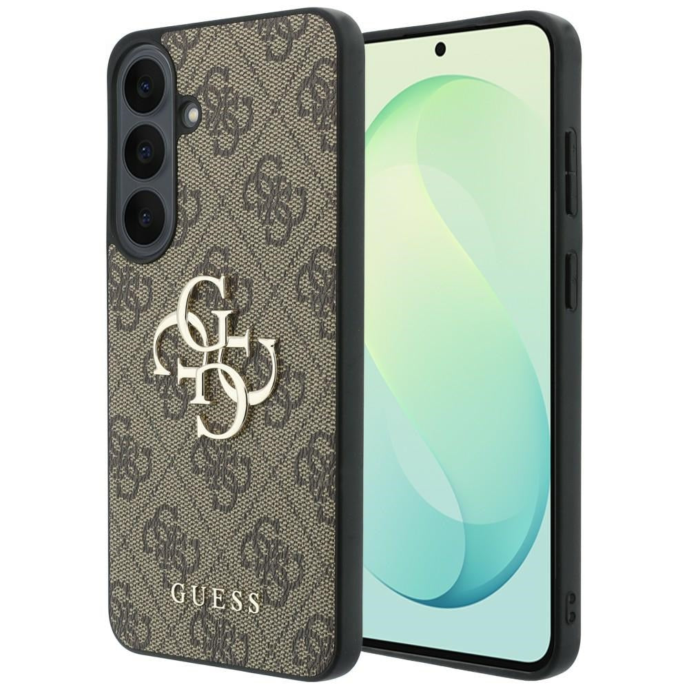 Guess GUHCS26FE4GMGBR Leather 4G Metal Logo Case for Samsung Galaxy S26 FE Brown