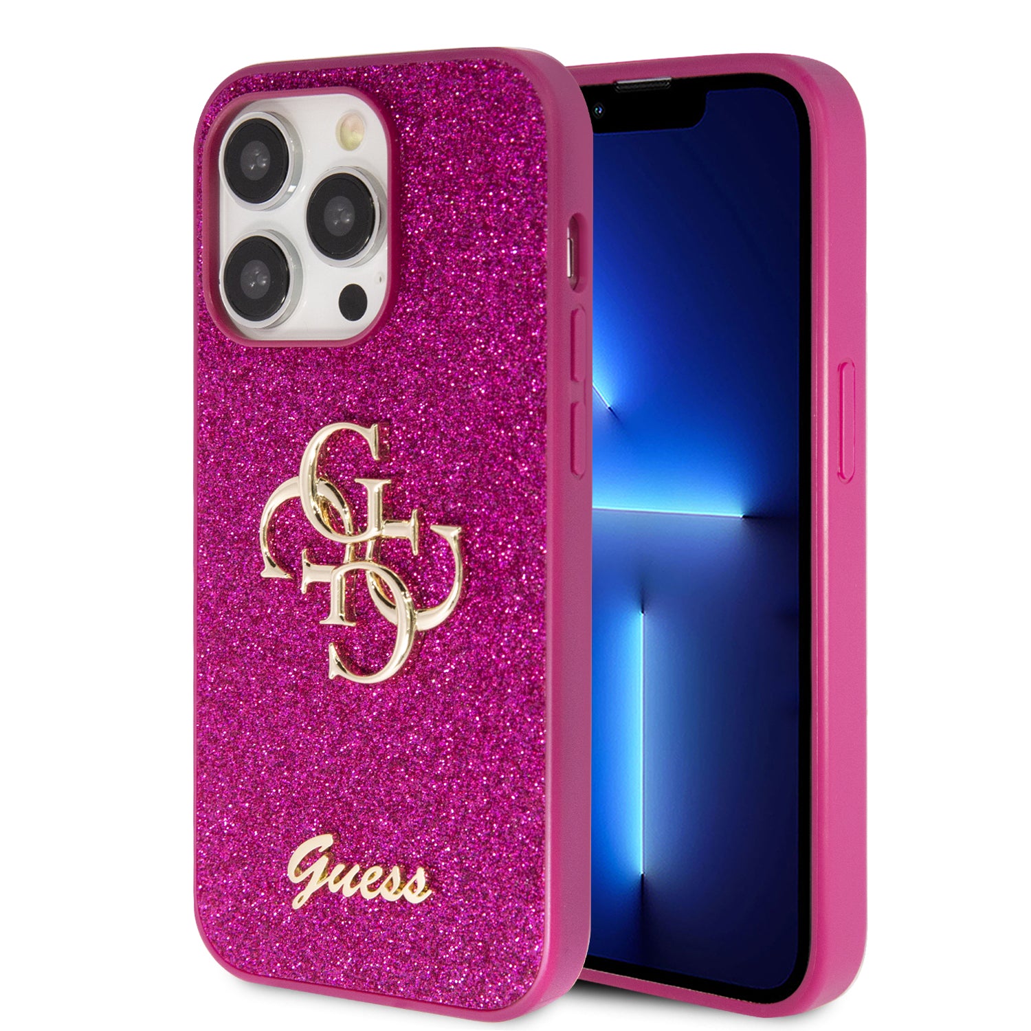 Guess Hardcore Fixed Glitter BIG 4G Purple iPhone 15 Pro
