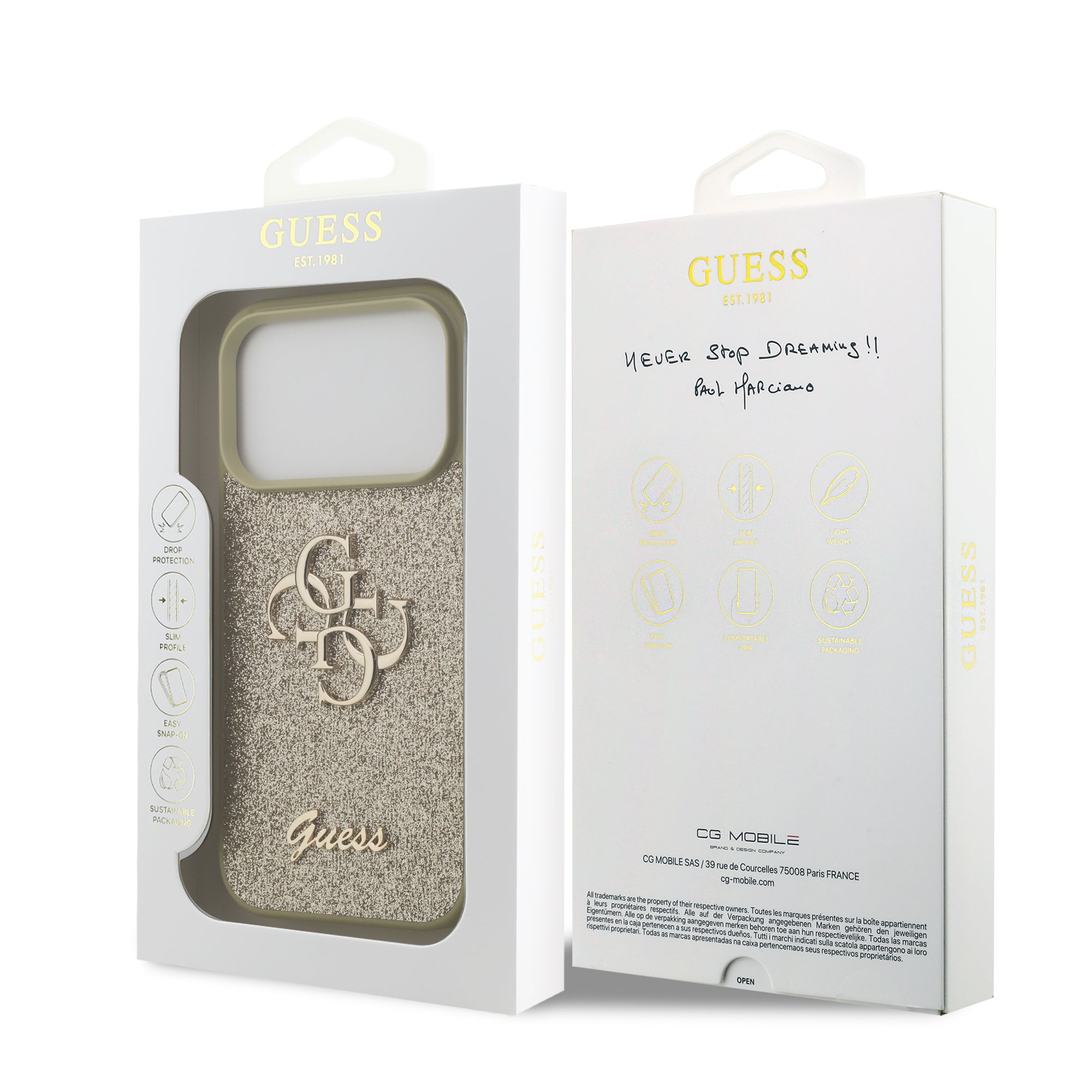 GUESS GUHCP17LHG4SGD HardCase Fixed Glitter Big 4G Gold iPhone 17 Pro