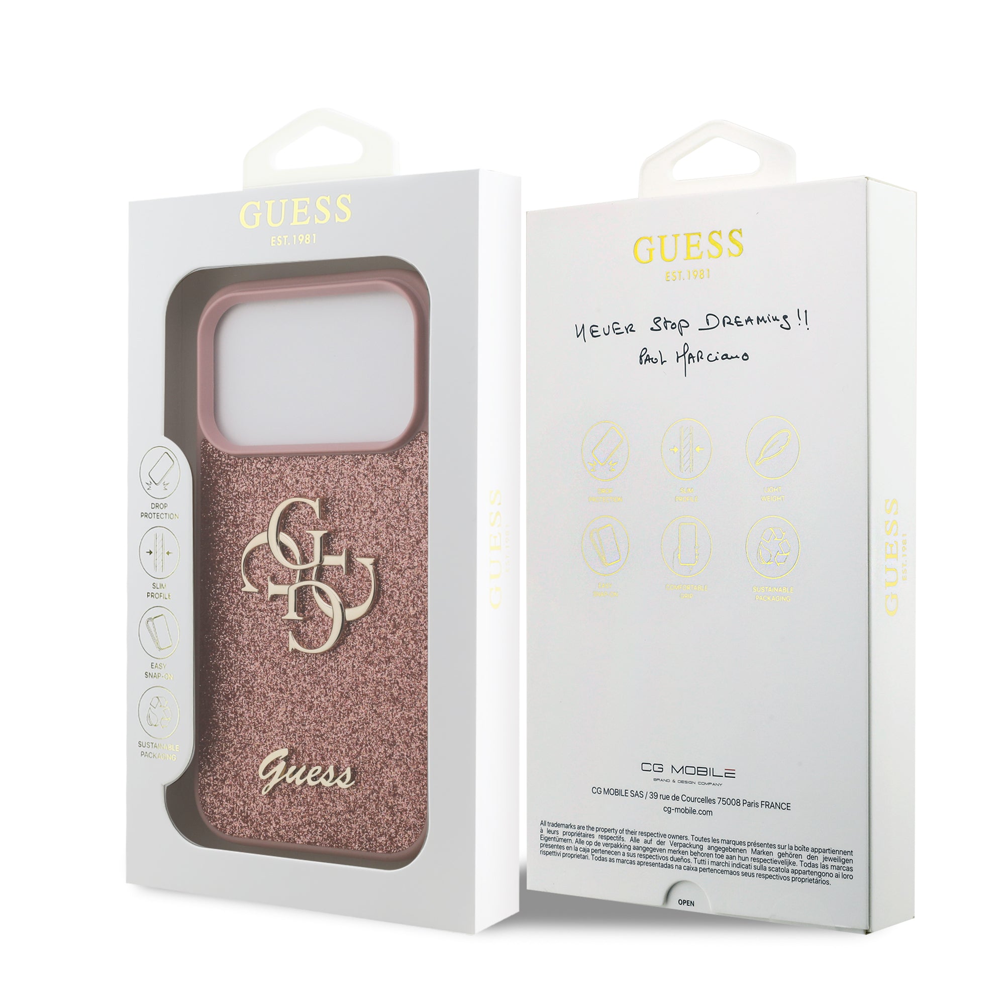 GUESS GUHCP17LHG4SGP HardCase Fixed Glitter Big 4G Pink iPhone 17 Pro