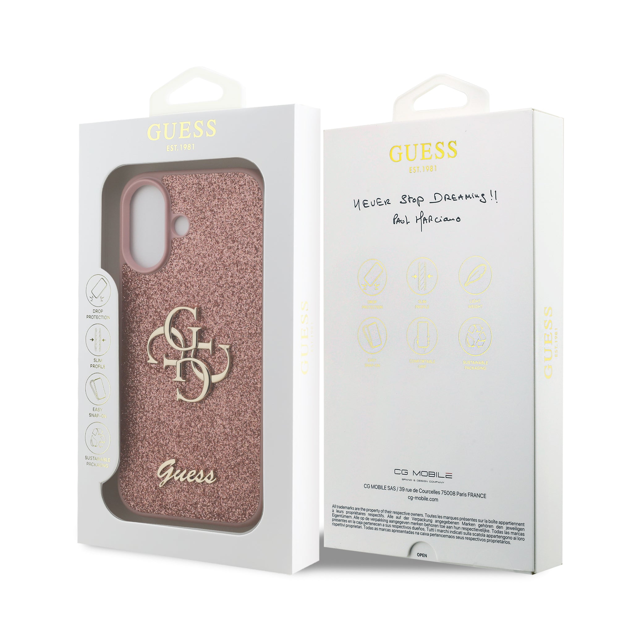 GUESS GUHCP17SHG4SGP HardCase Fixed Glitter Big 4G Pink iPhone 17