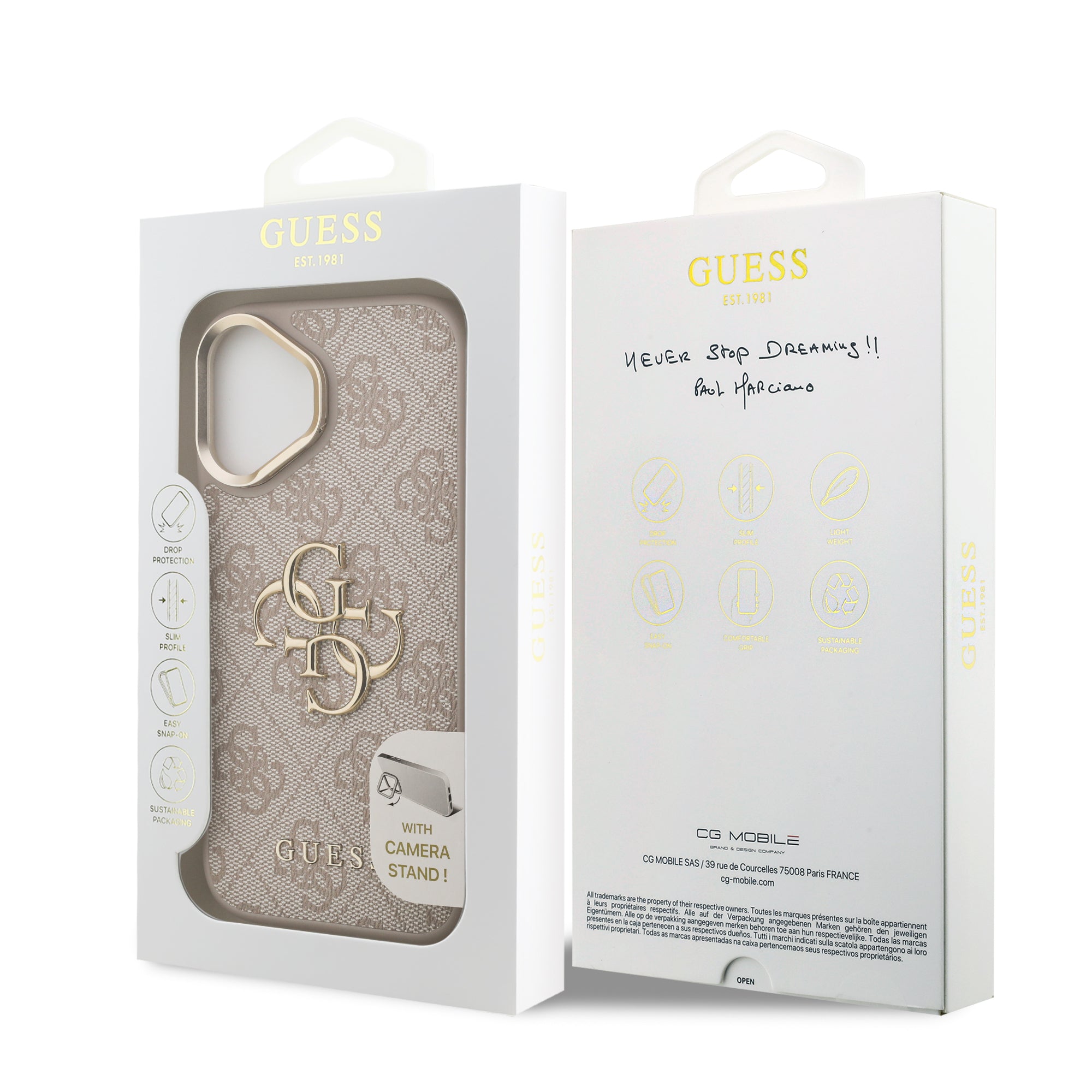 GUESS GUHCP17SPCS4GP4P HardCase 4G PU W/ Big 4G Classic Logo & Stand Camera Pink iPhone 17