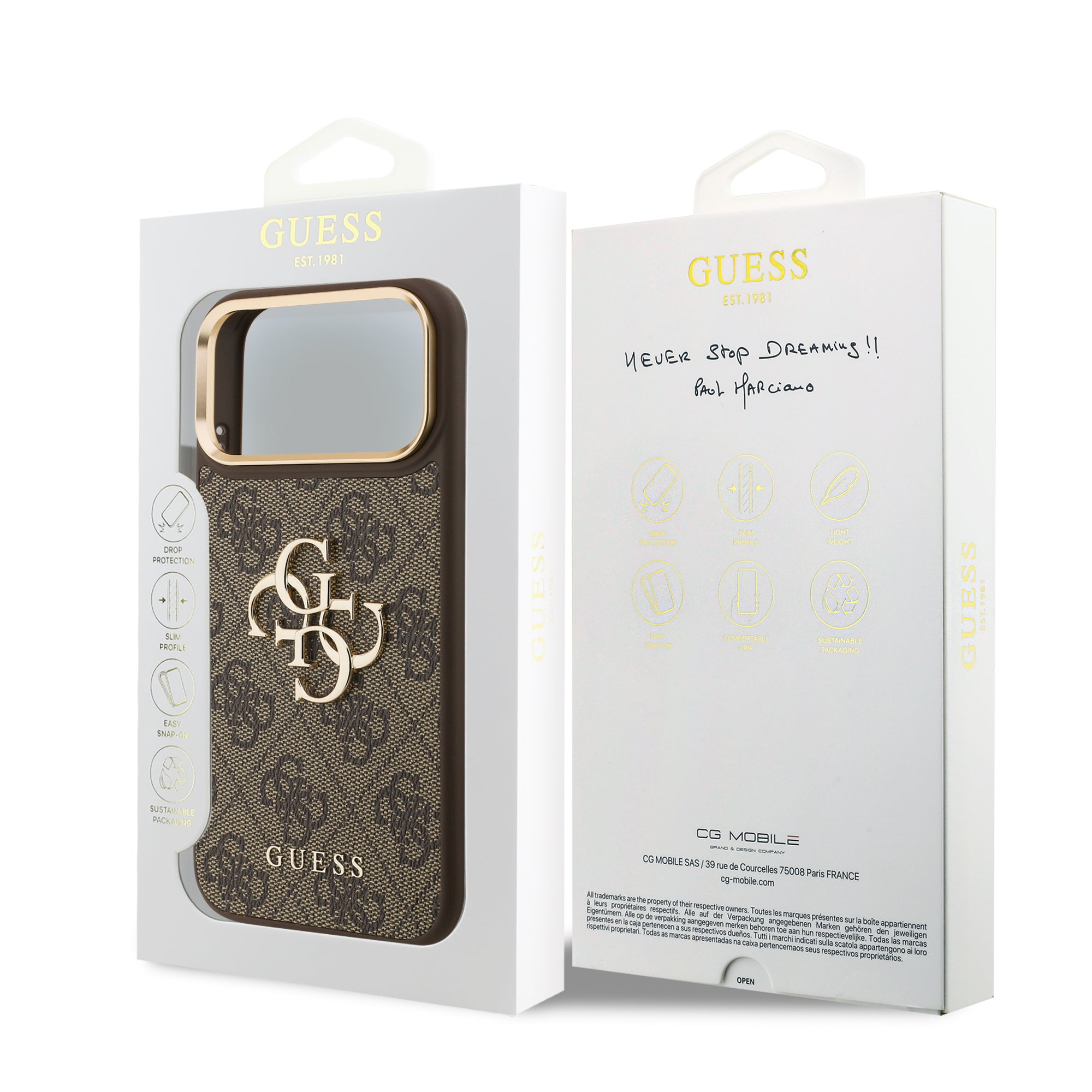 GUESS GUHCP17X4GMGCBR HardaseC 4G PU W/ Big 4G Classic Logo GD Brown iPhone 17 Pro Max