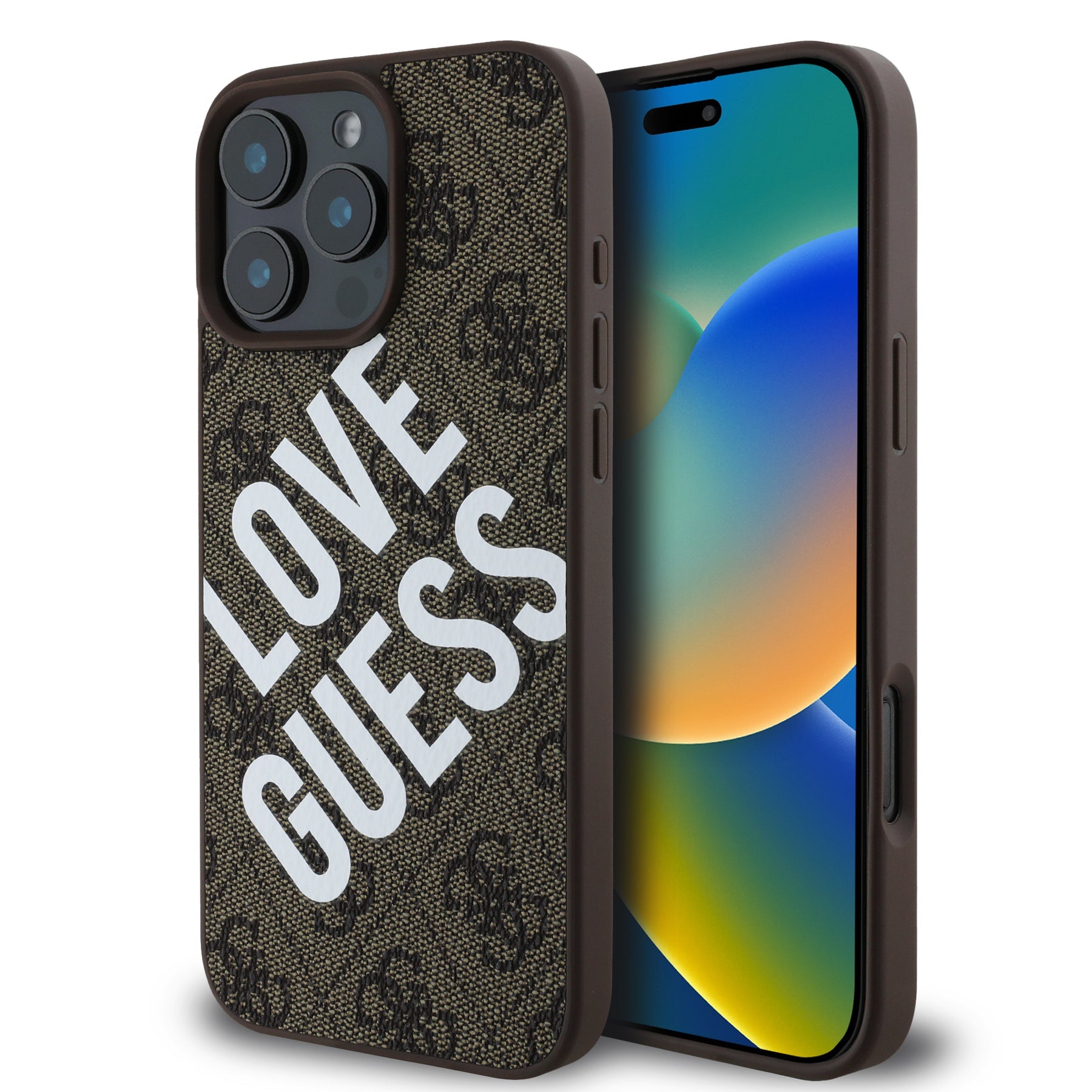 Guess GUHMP16XP4PLGWW iPhone 16 Pro Max Hard case Brown 4G Collection Big Love Guess Logo MagSafe