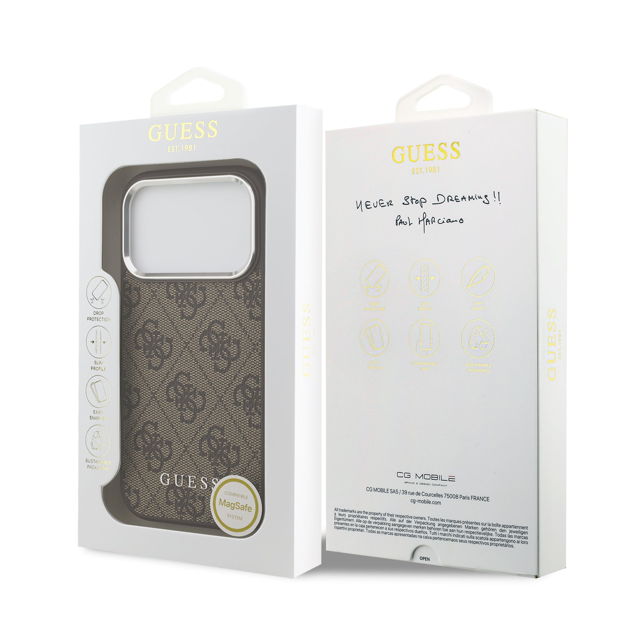 GUESS GUHMP17XP4GSSMCW Hardcase MagSafe 4G PU W/ Classic Logo Brown iPhone 17 Pro Max