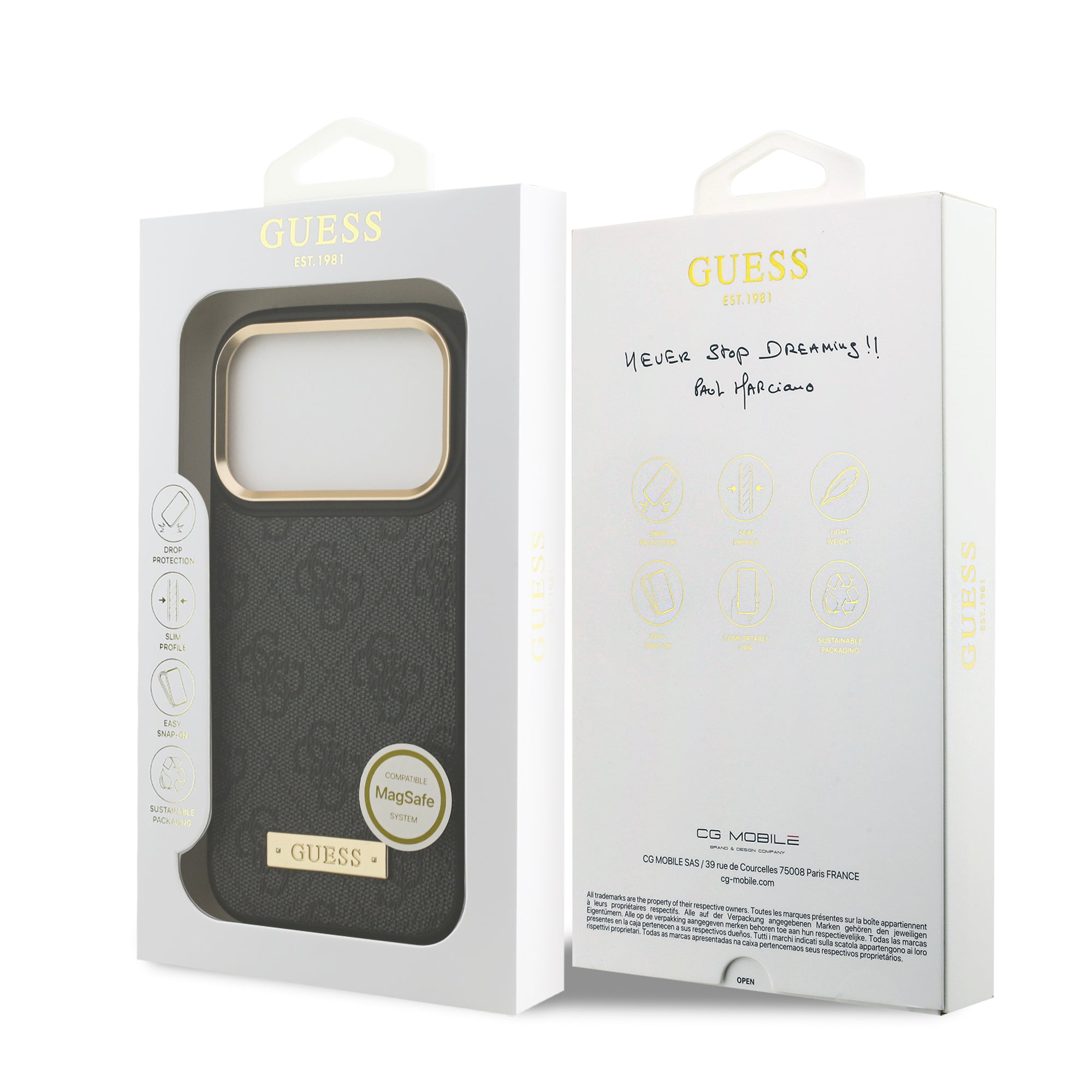 GUESS GUHMP17LU4GPRK HardCase MagSafe 4G PU Logo Plate Black iPhone 17 Pro