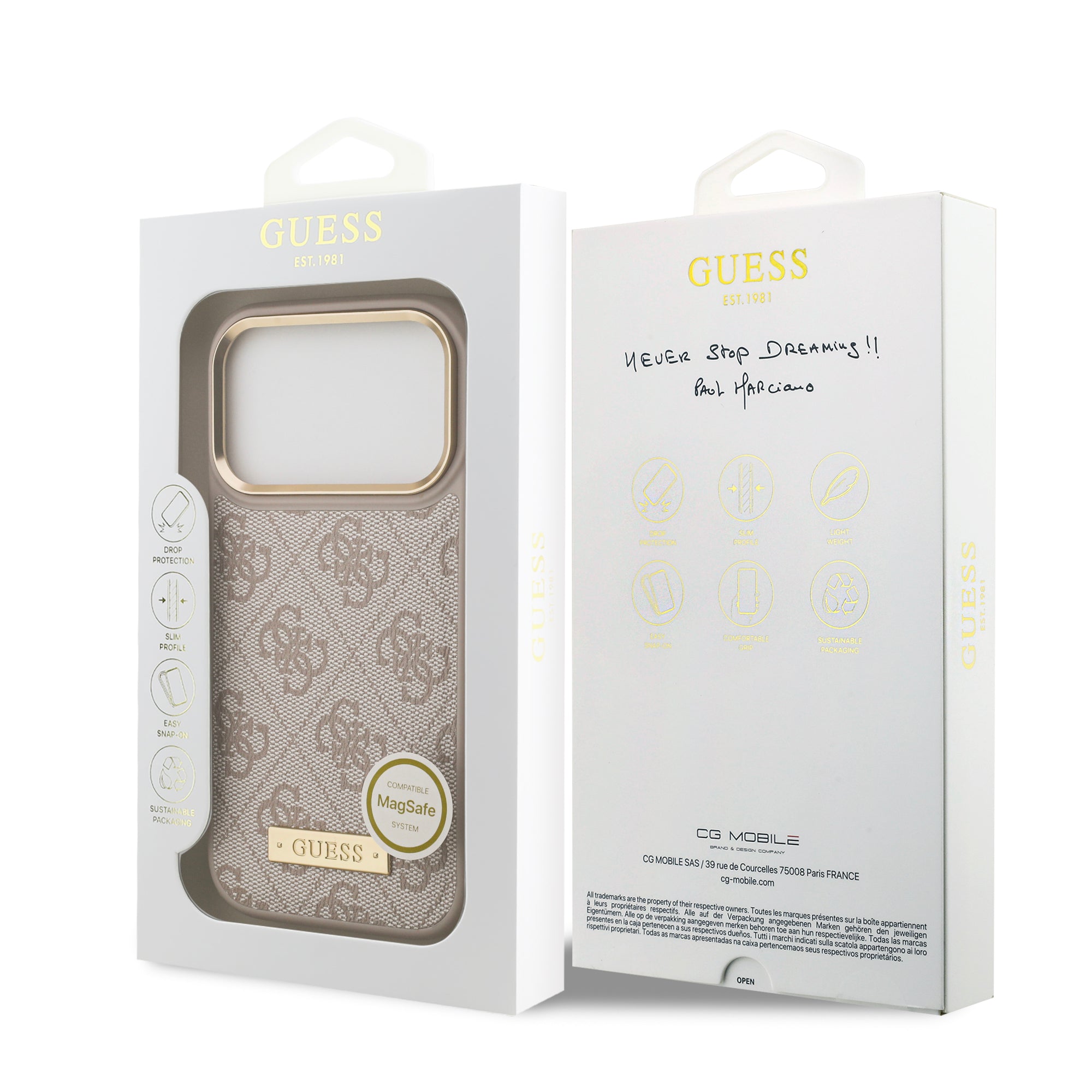 GUESS GUHMP17LU4GPRP HardCase MagSafe 4G PU Logo Plate Pink iPhone 17 Pro