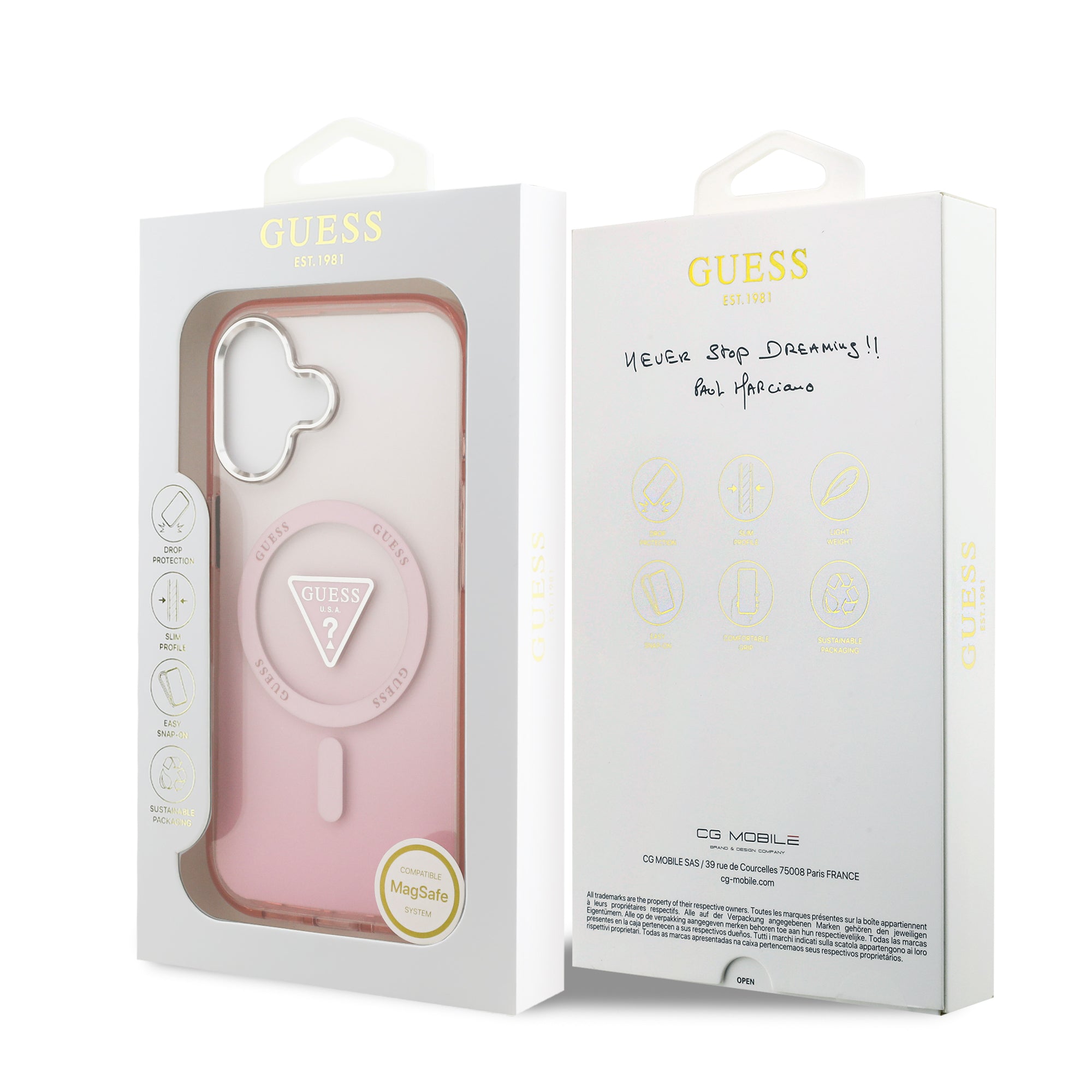 GUESS GUHMP17SHGTMLCGP HardCase MagSafe IML GRADIENT W/ Triangle Logo Pink iPhone 17
