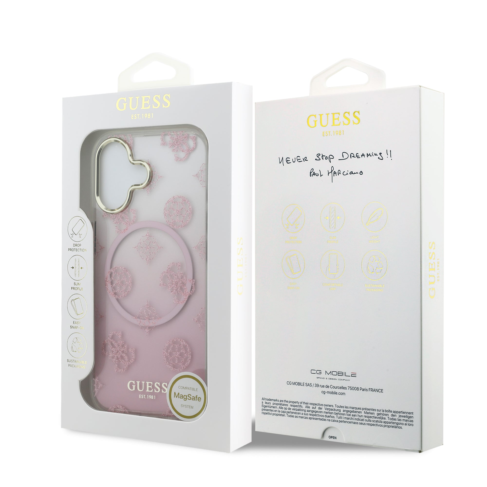 GUESS GUHMP17SHPOGMEGP HardCase MagSafe PC TPU W/ PEONY Glitter Pink iPhone 17