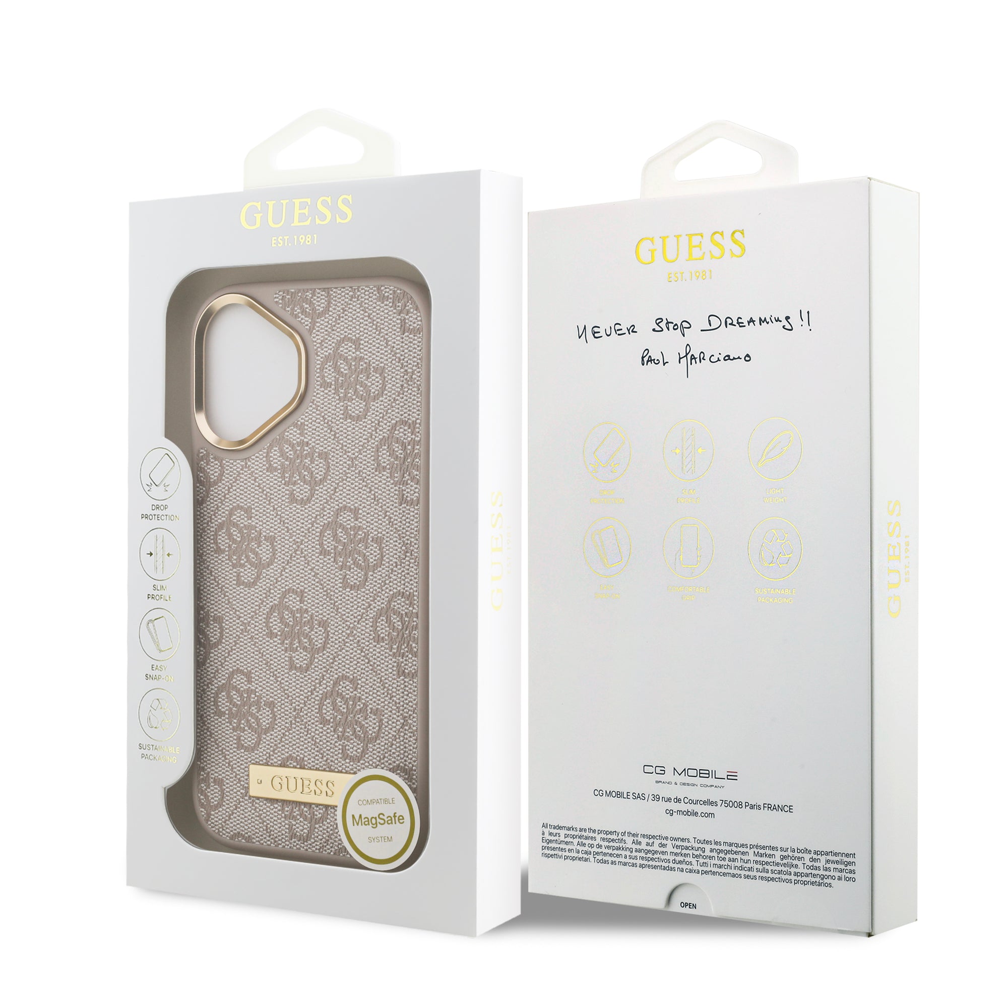 GUESS GUHMP17SU4GPRP HardCase MagSafe 4G PU Logo Plate Pink iPhone 17