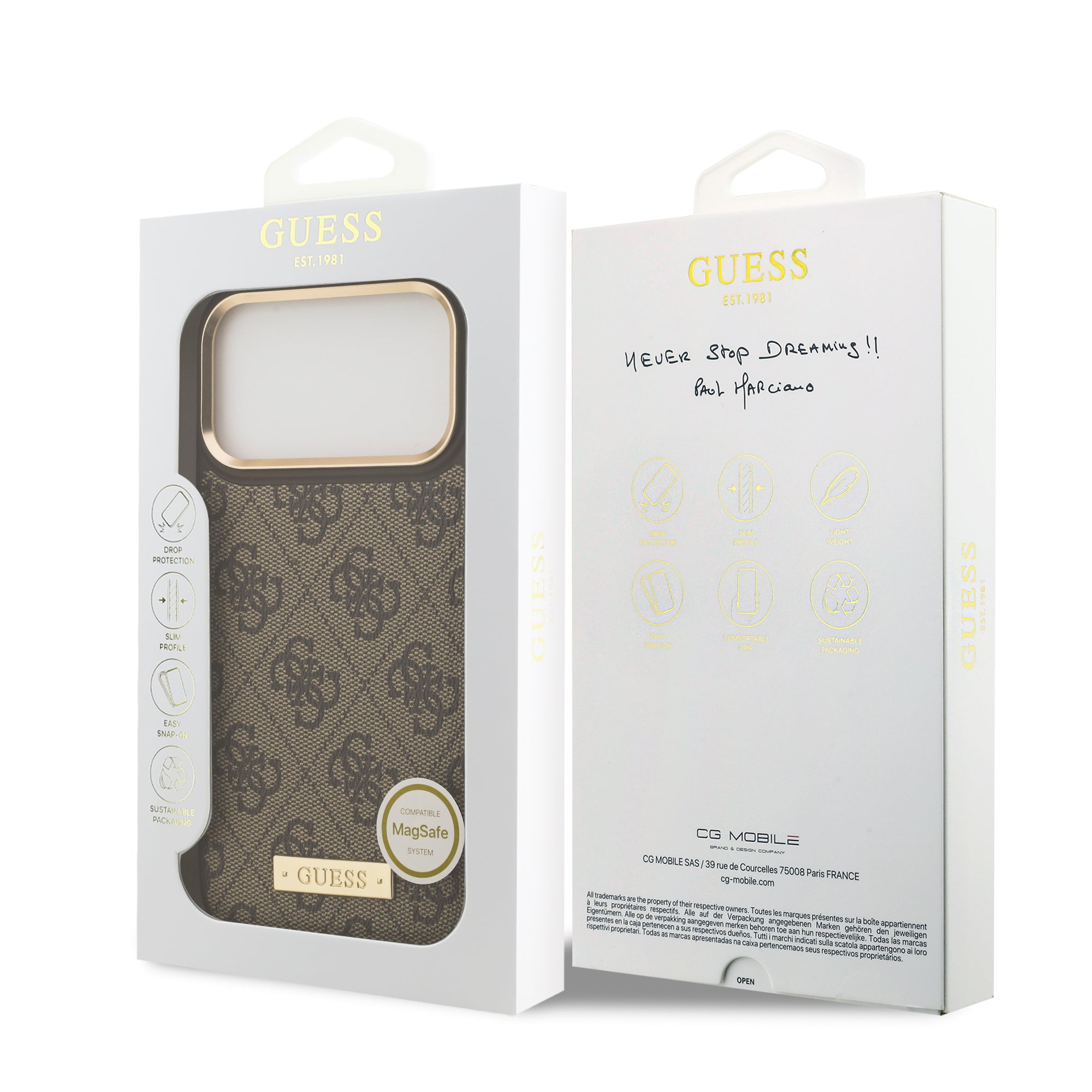 GUESS GUHMP17XU4GPRW HardCase MagSafe 4G PU Logo Plate Brown iPhone 17 Pro Max