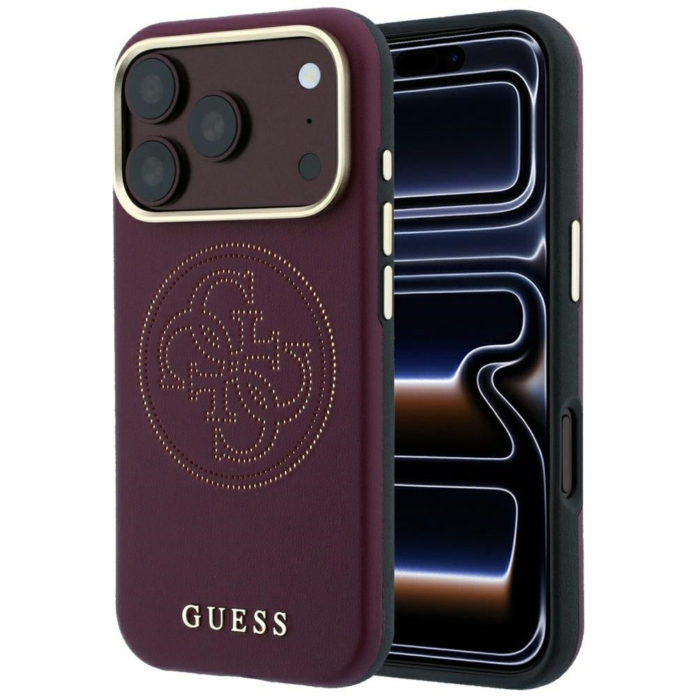 Guess iPhone 18 Pro Max / 17 Pro Max Case Perforated 4G Gold Logo Magsafe burgundy