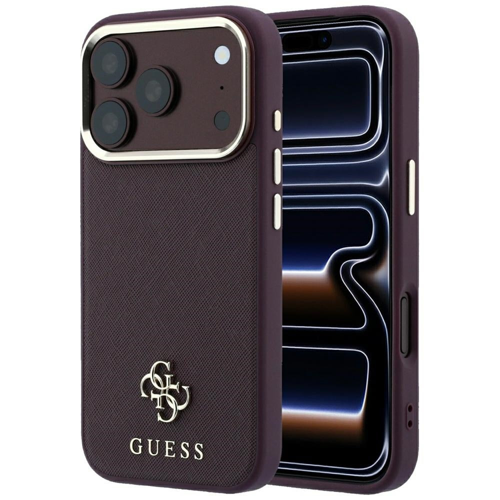 Guess GUHMP18X6PSA4DMU Saffiano Small 4G & Classic Logo MagSafe for iPhone 18 Pro Max / 17 Pro Max burgundy