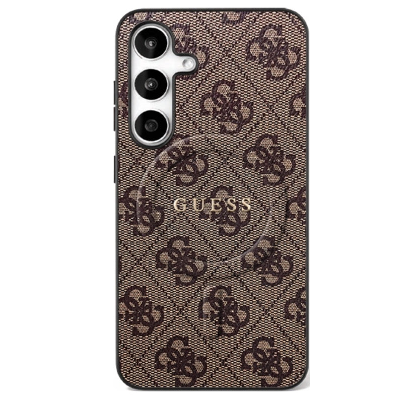 Guess GUHMS25FEG4GFRW S25 FE Brown hardcase 4G Ring Classic Logo MagSafe