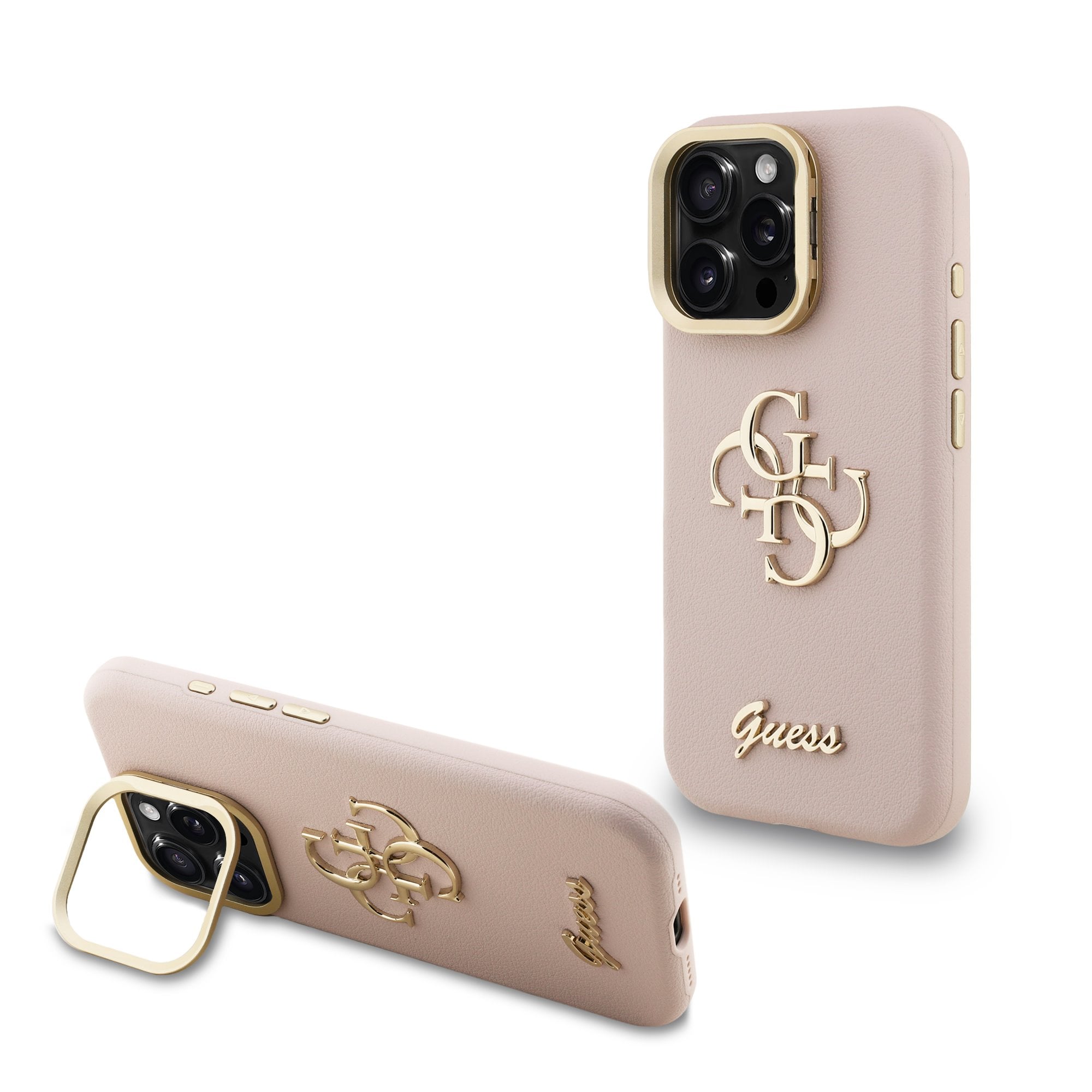 GUESS GUHCP15XPCS4GSP Hardcase Silicone Script Metal logo & Frame Pink for iPhone 15 Pro Max