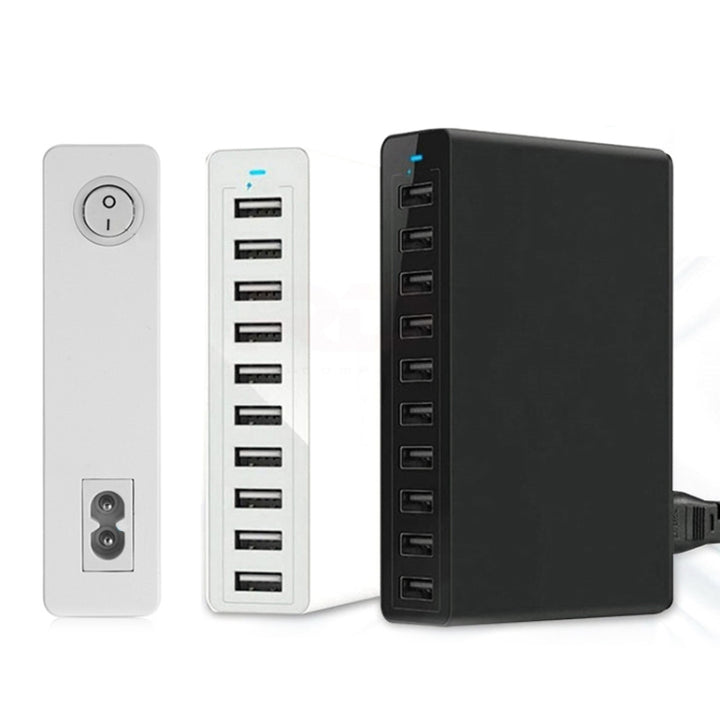 XBX09L 50W 5V 2.4A 10 USB Ports Fast Charger Travel Charger, US Plug