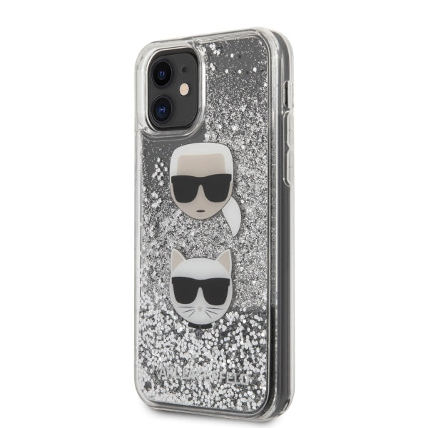 Karl Lagerfeld KLHCN61KCGLSL iPhone 11 / Xr hardcase srebrny/silver Glitter Karl&Choupette