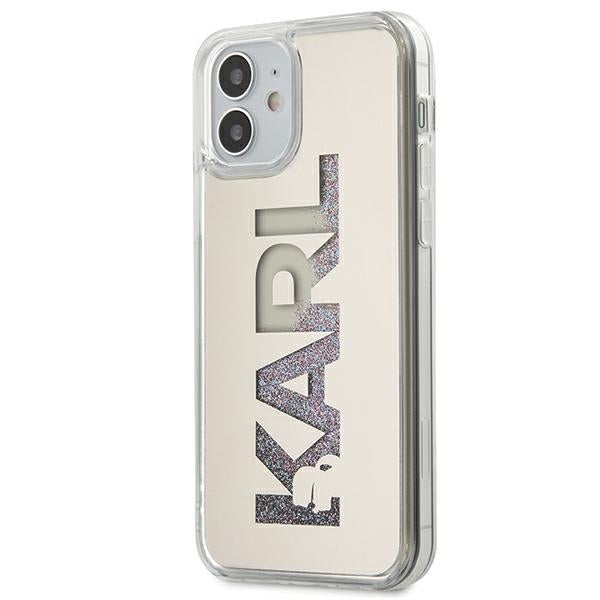 Karl Lagerfeld KLHCP12SKLMLGR iPhone 12 mini Silver hardcase Mirror Liquid Glitter Karl