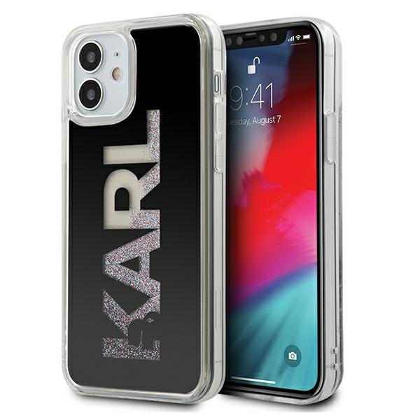 Karl Lagerfeld KLHCP12SKLMLBK iPhone 12 mini black hardcase Karl Logo Glitter