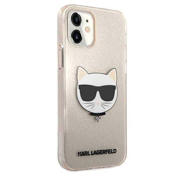 Karl Lagerfeld KLHCP12SCHTUGLGO iPhone 12 mini gold hardcase Glitter Choupette