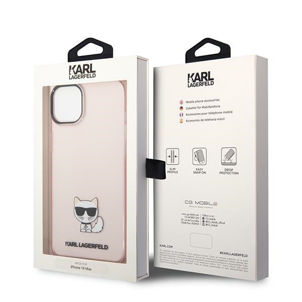 Karl Lagerfeld KLHCP14MCTTRI iPhone 14 Plus hardcase pink Transparent Choupette Body