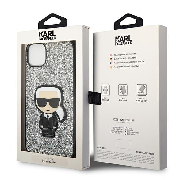 Karl Lagerfeld KLHCP14MGFKPG iPhone 14 Plus hardcase Silver Glitter Flakes Ikonik