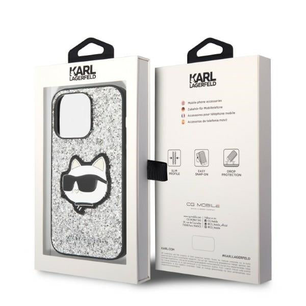 Karl Lagerfeld KLHCP14LG2CPS iPhone 14 Pro silver hardcase Glitter Choupette Patch