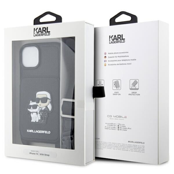 Karl Lagerfeld KLHCP14SCSAKCPMK iPhone 14 hardcase black Crossbody Saffiano Karl & Choupette