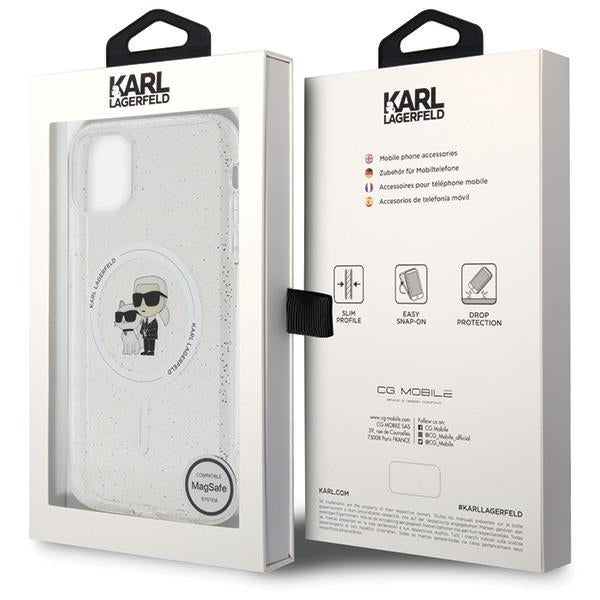 Karl Lagerfeld iPhone 11 / Xr transparent hardcase Karl&Choupette Glitter MagSafe
