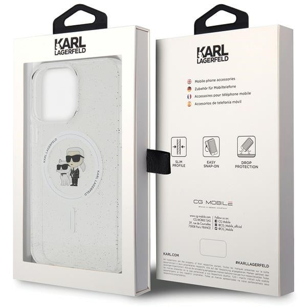 Karl Lagerfeld iPhone 14 Pro Max transparent hardcase Karl&Choupette Glitter MagSafe