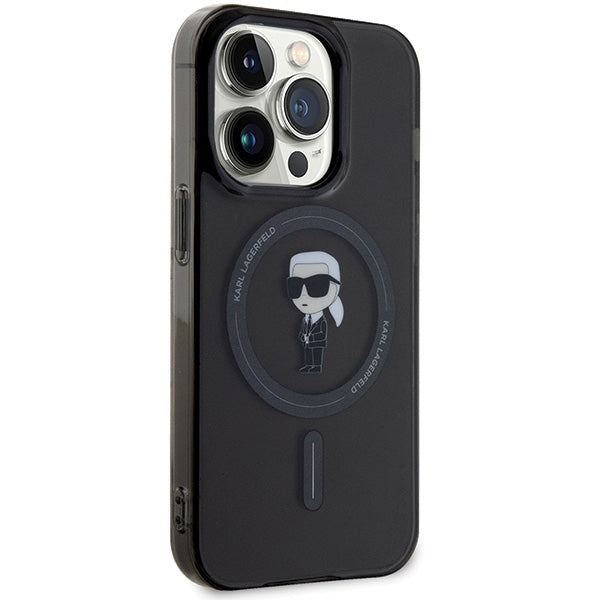 Karl Lagerfeld iPhone 15 Pro Max black hardcase IML Ikonik MagSafe