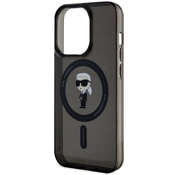 Karl Lagerfeld iPhone 15 Pro Max black hardcase IML Ikonik MagSafe