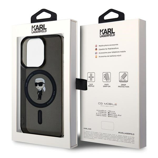 Karl Lagerfeld iPhone 15 Pro black hardcase IML Ikonik MagSafe