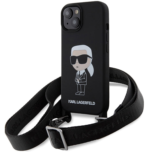 Karl Lagerfeld KLHCP15SSCBSKNK iPhone 15 hardcase czarny/black Crossbody Silicone Ikonik