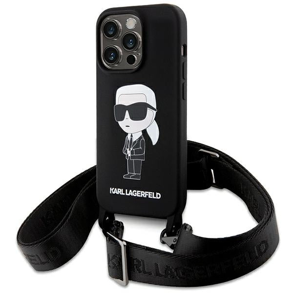 Karl Lagerfeld KLHCP15LSCBSKNK iPhone 15 Pro hardcase czarny/black Crossbody Silicone Ikonik