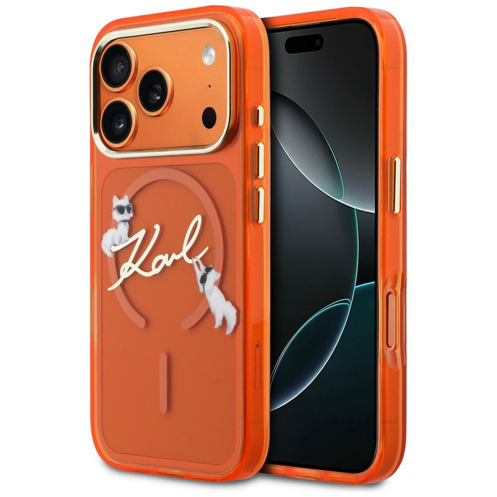 Karl Lagerfeld IML Choupettes Karl Script Logo MagSafe for iPhone 17 Pro Max Orange KLHMP17X5HKSCAO