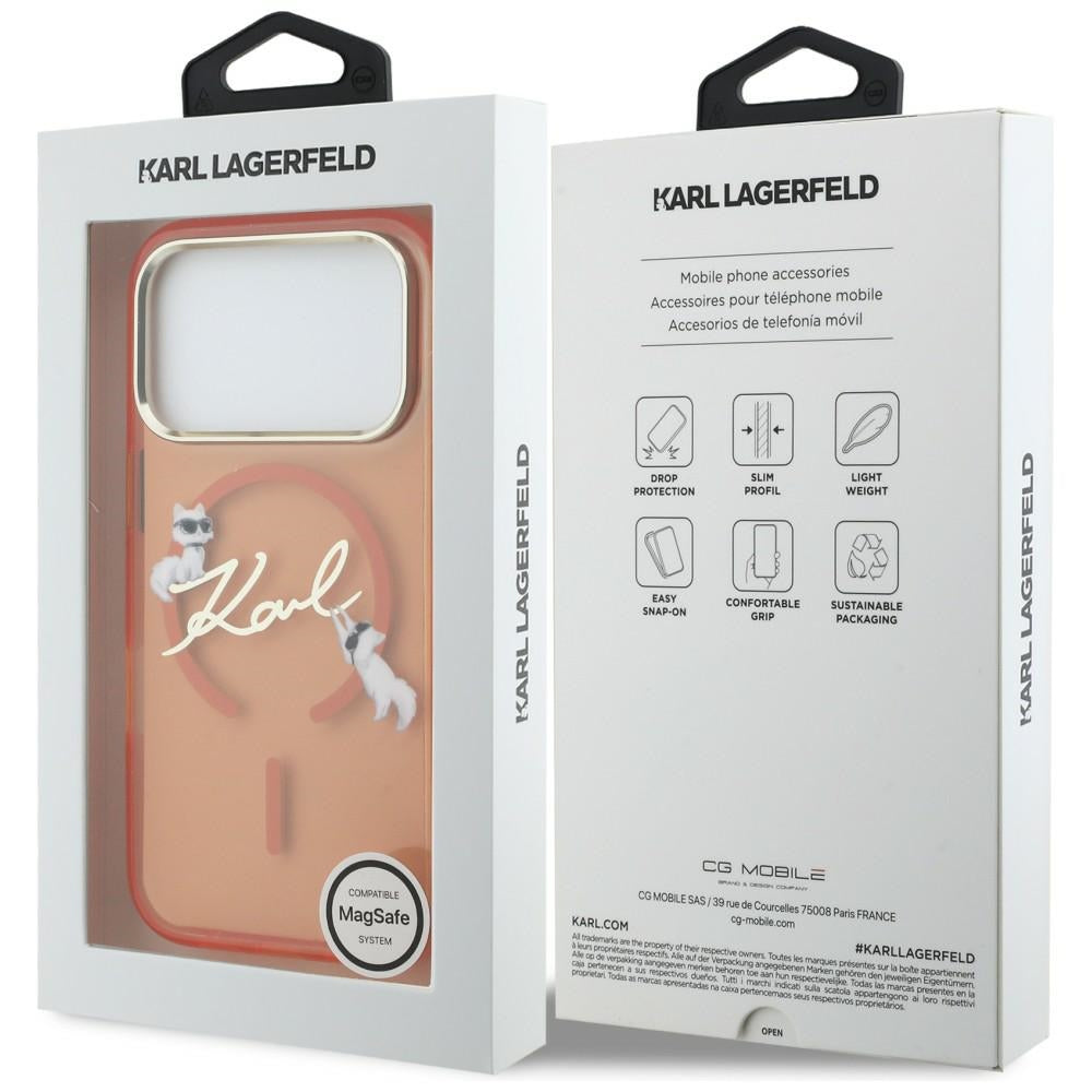 Karl Lagerfeld IML Choupettes Karl Script Logo MagSafe for iPhone 17 Pro Max Orange KLHMP17X5HKSCAO
