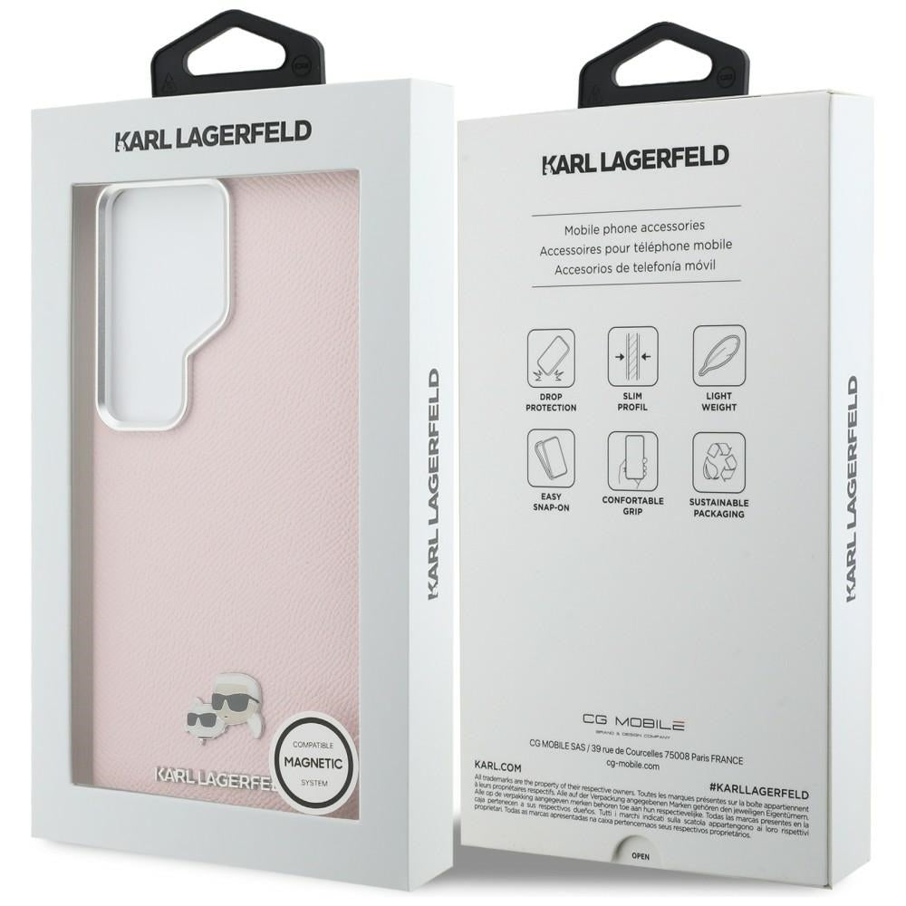 Karl Lagerfeld KLHMS26L6PFKCLP Saffiano KC Metal Logo MagSafe for Samsung Galaxy S26 Ultra Pink