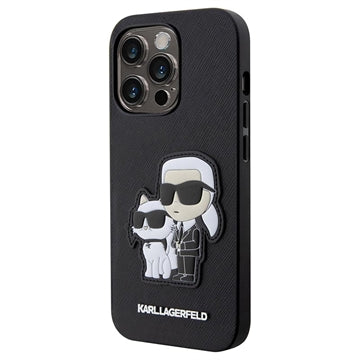 Karl Lagerfeld KLHCP13LSANKCPK iPhone 13 Pro Case NFT Karl & Choupette Patch Saffiano Black