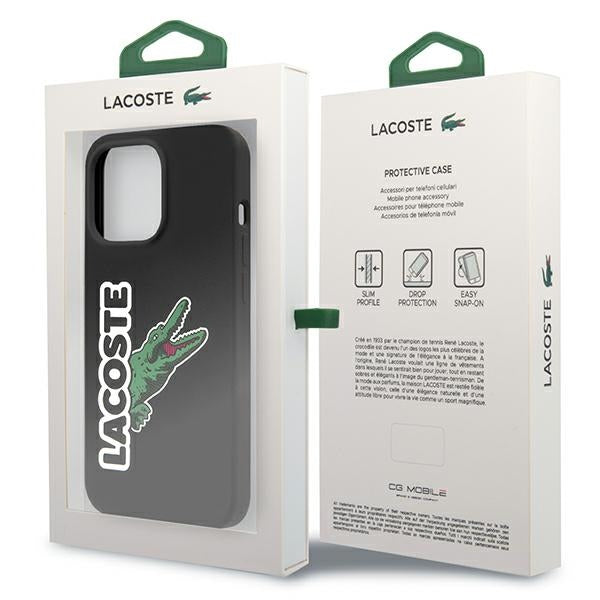 Case for Lacoste LCHC13LSHK iPhone 13 Pro / 13 black hardcase Silicone Head Crocodile